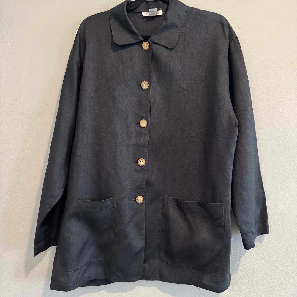 Talbots Vintage Button-Up Jacket 100% Linen Lagenlook 12